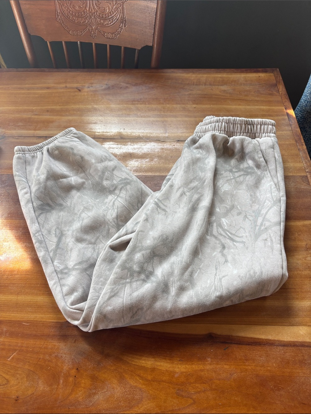Men's Beige Patterned Sweatpants - Unbranded